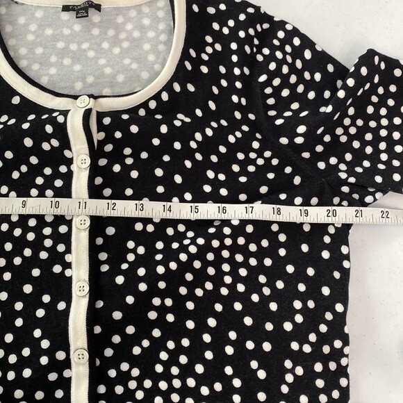 Talbots Polka Dot Button Down Cardigan Sweater 3/4 Sleeve Academia Office Soft - Picture 9 of 13